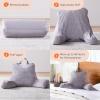 imageLINENSPA Reading Pillow with Shredded Memory Foam Back Pillow for Sitting in Bed Reading Gaming Watching TV  Chair Pillow with Arms Dorm Room Essentials StoneStone