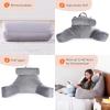imageLINENSPA Reading Pillow with Shredded Memory Foam Back Pillow for Sitting in Bed Reading Gaming Watching TV  Chair Pillow with Arms Dorm Room Essentials StoneStone