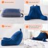 imageLINENSPA Reading Pillow with Shredded Memory Foam Back Pillow for Sitting in Bed Reading Gaming Watching TV  Chair Pillow with Arms Dorm Room Essentials StoneNavy