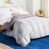imageLINENSPA White Down Alternative Comforter and Duvet Insert  AllSeason Comforter with Box Stitch and 8 Duvet Loops  Bedding for Kids Teens and Adults  QueenStoneCharcoal