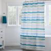 imageLinenspa Green Leaf Shower Curtain Water Resistant Machine Washable Polyester Dorm Room EssentialsBlue Ocean Stripe