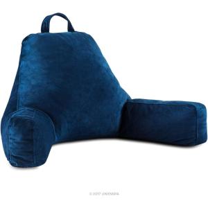 imageLINENSPA Reading Pillow with Shredded Memory Foam Back Pillow for Sitting in Bed Reading Gaming Watching TV  Chair Pillow with Arms Dorm Room Essentials StoneNavy
