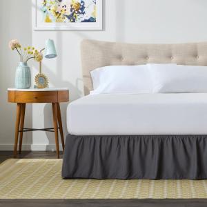 imageLinenspa 14 Inch Microfiber Ruffle Bed Skirt  Wrinkle and Fade Resistant  Machine Washable  Easy Use Ruffle Bed SkirtGraphite