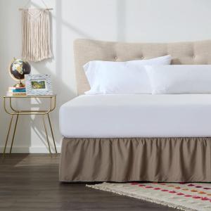 imageLinenspa 14 Inch Microfiber Ruffle Bed Skirt  Wrinkle and Fade Resistant  Machine Washable  Easy Use Ruffle Bed SkirtSand