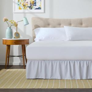 imageLinenspa 14 Inch Microfiber Ruffle Bed Skirt  Wrinkle and Fade Resistant  Machine Washable  Easy Use Ruffle Bed SkirtWhite