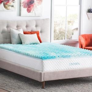 imageLinenspa 3 Inch Convoluted Gel Swirl Memory Foam Mattress Topper  Promotes Airflow  Relieves Pressure Points  FullKing