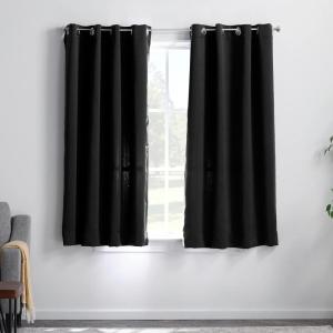 imageLinenspa 85 Blackout Curtain 2 Panels Set  White Curtains 63 Inch Length  Thermal Insulated Noise Reducing  Dorm Room EssentialsBlack