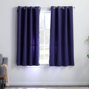 imageLinenspa 85 Blackout Curtain 2 Panels Set  White Curtains 63 Inch Length  Thermal Insulated Noise Reducing  Dorm Room EssentialsNavy