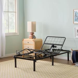 imageLinenspa Adjustable Bed Frame  Independent Head and Foot Incline  Powerful Quiet Motor  Easy Tool Free Assembly  Lounge  Watch TV  Working  Reading  Ergonomic  Electric Bed Base  Queen SizeTwin XL