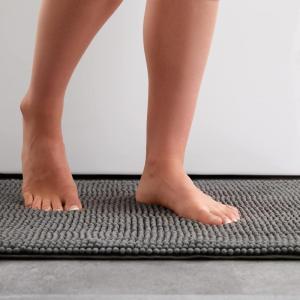 imageLinenspa Chenille Bath Mat 1 Piece Non Slip Water Absorbent Fast Drying Machine Washable Bath Rug For Bathroom  Dorm Room EssentialsDark Gray