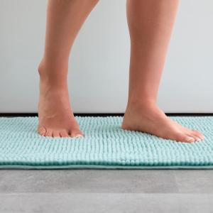 imageLinenspa Chenille Bath Mat 1 Piece Non Slip Water Absorbent Fast Drying Machine Washable Bath Rug For Bathroom  Dorm Room EssentialsTeal