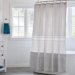 imageLinenspa Green Leaf Shower Curtain Water Resistant Machine Washable Polyester Dorm Room EssentialsGray Stripe