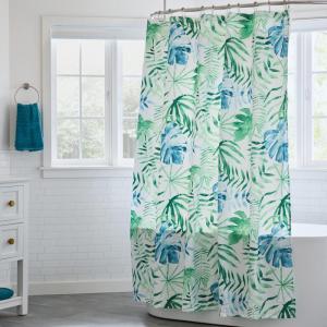 imageLinenspa Green Leaf Shower Curtain Water Resistant Machine Washable Polyester Dorm Room EssentialsGreen Leaves