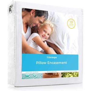 imageLinenspa Waterproof Pillow EncasementBlocks Out Liquid Standard Pillow ProtectorWhiteWhite